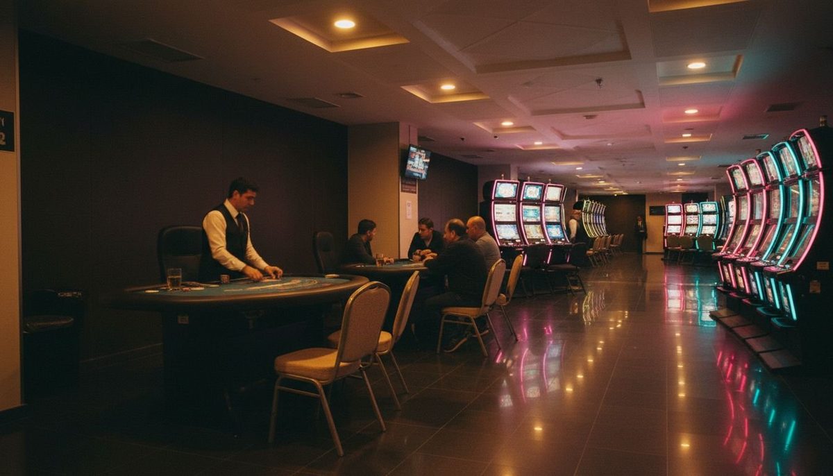 Ambiente de la sala de juego del casino en Talca